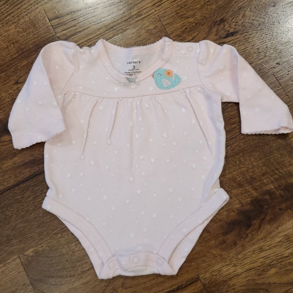Girls Carters long sleeve polka dot onesie size 3M